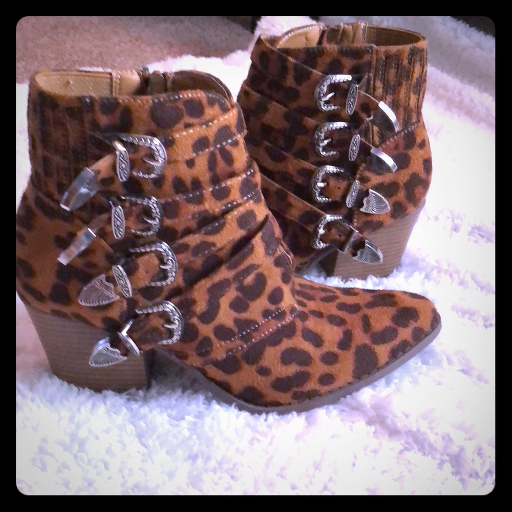 Leopard ankle boots